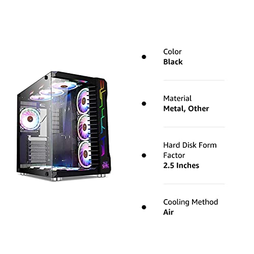 SZSKYING Computer Gaming Case with 10PCS Fans ARGB, Mid Tower Case