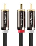 FosPower RCA Y-Adapter (10 Feet), 1 RCA Male to 2 RCA Male Long Y Splitter Digital Stereo Audio Cable for Subwoofer, Home Theater, Hi-Fi - Dual Shielded | 24K Gold Plated