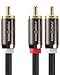 FosPower RCA Y-Adapter (10 Feet), 1 RCA Male to 2 RCA Male Long Y Splitter Digital Stereo Audio Cable for Subwoofer, Home Theater, Hi-Fi - Dual Shielded | 24K Gold Plated