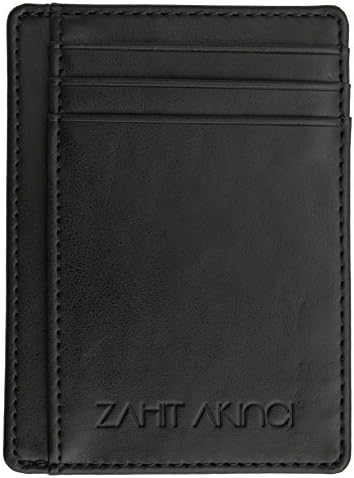 ZAHIT AKINCI Top Quality Best Slim RFID Blocking Black Leather Front Pocket Wallet