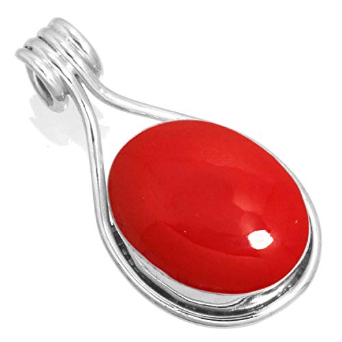925 Sterling Silver Pendant Red Stone Handmade Jewelry