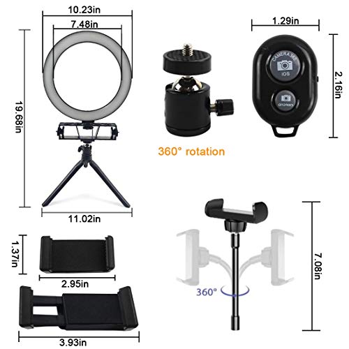Polarpra Desktop Selfie Ring Light with Tripod and 3 in 1 Phone Holders, Portable 10\
