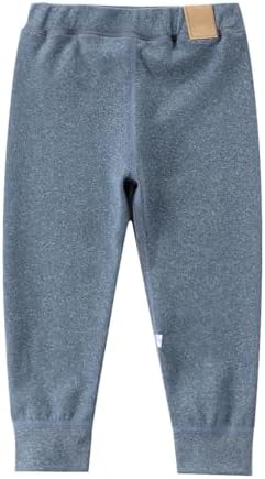 Kids’ Soft Thermal Leggings 2-16 Years Boys Girls Fleece Lined Winter Pants with Elastic Waist, Warm Thick Bottoms for Everyday Wear & Sleepwear Gray