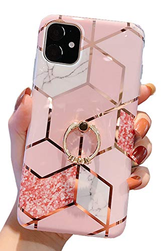 Qokey Compatible With Iphone 11 Case Marble Case Cute Fashion Design For Men Women Girls With 360 Degree Rotating Ring Kickstand Soft Tpu Shockproof Cover Designed For Iphone 11 6 1 Inch Bling Pricepulse