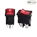 Conwork Red Light DPST ON/Off Snap in Boat Rocker Switch 6A/250V 12A/125V AC 17x12mm