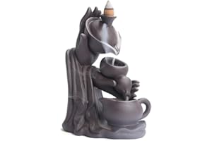 YYW Waterfall Incense Burner Buddha Hand Smoke Incense Cone Holder Burner Creative Ceramic Home Decor(Lotus Flower B)