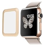SUPTECH 0.2mm Real Apple Wtach Tempered Glass with FULL Cover Edge Screen Protector for Apple Watch (38mm-Gold)