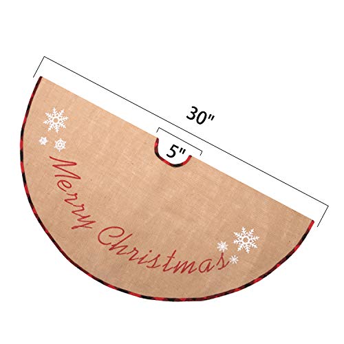 N&T NIETING Burlap Christmas Tree Skirt 30 Inches, Rustic Xmas Tree Skirt for Christmas Decorations, Merry Christmas Tree Ornaments, Holiday Home Decor