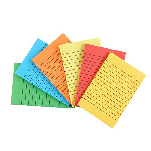 Sticky Notes Colorful Lined Post Memos 4" x 6", Removable Self Sticky Notes Pad for Office,Home,School 6-Pack