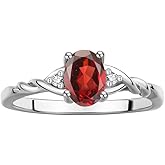Rylos Sterling Silver Classic Birthstone Ring - 7X5MM Oval Gemstone & Diamonds - Women's Jewelry, Sizes 5-10