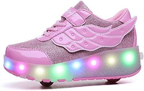 Ulike Kids Led Roller Sneakers USB Rechargeable, Junior Girls Boys LED Light Up Flashing Skate Shoes Sport Sneakers with Wheels