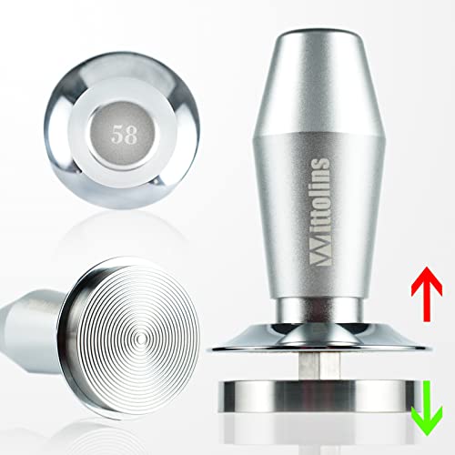 Coffee Tamper 58mm Calibrated Espresso Hand Tamper with Spring Loaded 304 Stainless Steel Espresso Accessories