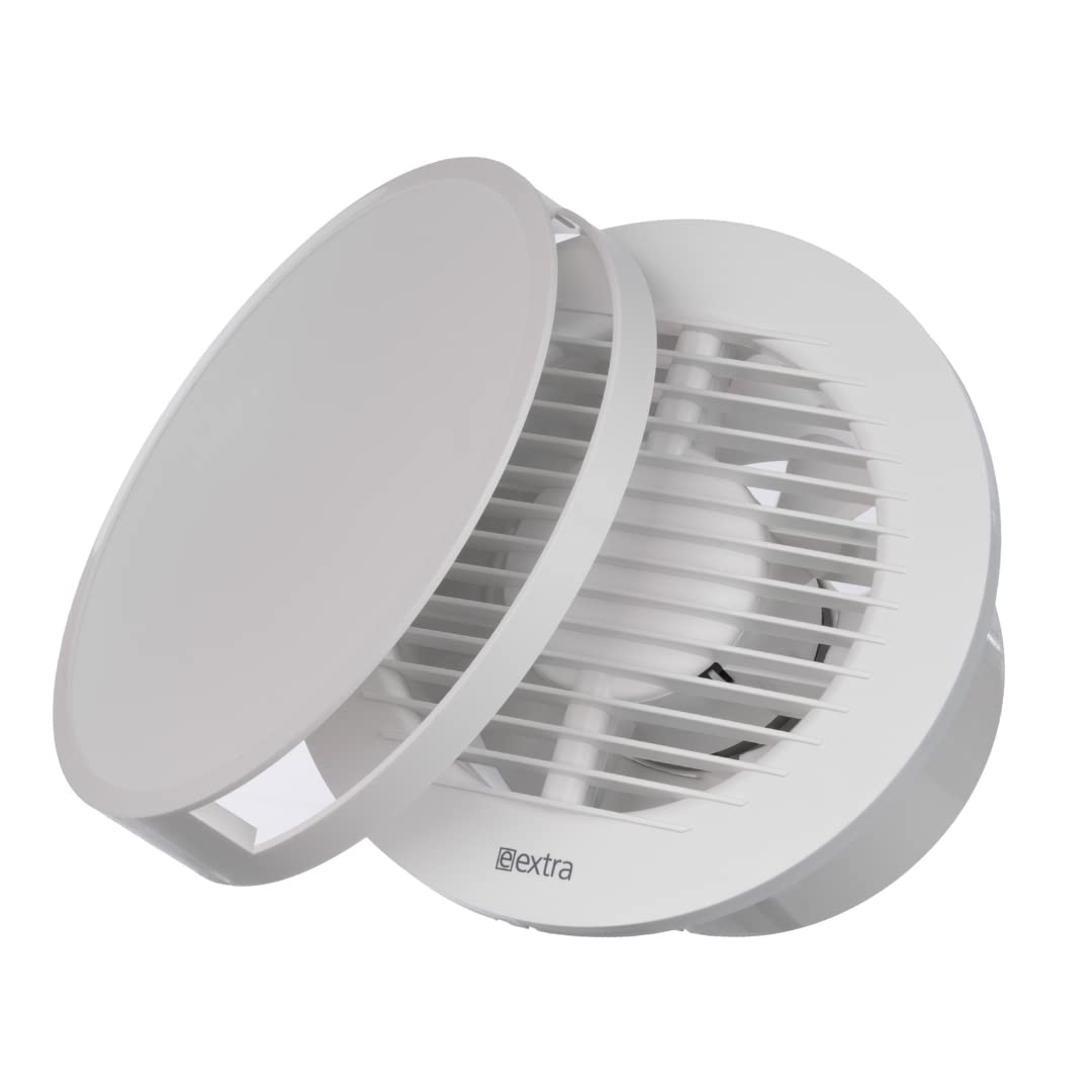 Europplast 125mm Round Bathroom Extractor Fan - 5 Inch Silent Fan with Front Panel - White, Ceiling & Wall Mounted