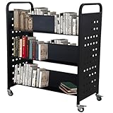 GAOMON Library Cart, 35x18x49 W-Shaped Rolling Book