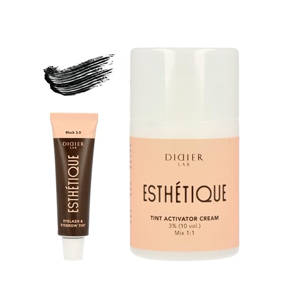 DIDIER LAB Lash and Eyebrow Tint Black Set with Tint Activator 2in1 - Resistant to Rubbing and Water - Results Last Up to 6 Weeks - Black Eyelash Eyebrow Dye Kit - 2pcs