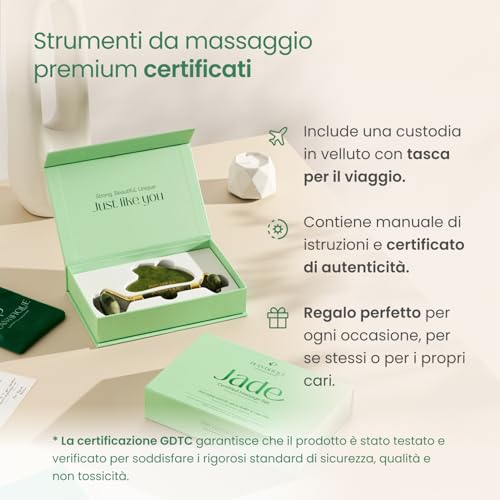 PLANTIFIQUE Jade Roller Face and Gua Sha | Jade Roller and Guasha Stone Anti-Wrinkle Massager | Skincare Face Roll Massager Kit | Complete Gift Idea Facial Body Feet Original Massage