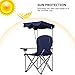 Goplus Camping Chair with Canopy Shade, Folding Lawn Chair with Umbrella Cup Holder & Carry Bag, Portable Sunshade Chair for Adults for Beach Outdoor Travel Hiking Fishing (Blue)