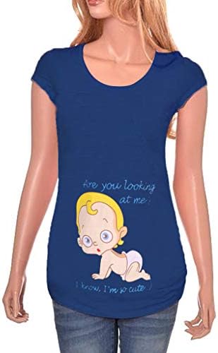 Women Maternity T Shirt Cartoon Print Short Sleeve Cotton O-Neck Pregnant Tops Tank Tops -Viahwyt