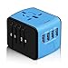 Universal Travel Adapter, All-in-one International Power Adapter with 2.4A Dual USB, Europe Adapter Travel Power Adapter Wall Charger for UK, EU, AU, Asia Covers 150+Countries (Blue)