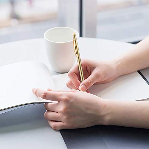 Unibene Slim Metallic Retractable Ballpoint Pens - Gold, Nice Gift for Business Office Students Teachers Wedding Christmas, Medium Point(1 mm) 6 Pack-Black ink