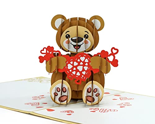 Love Teddy Bear Pop Up 3D card.Love Collection. Perfect Wedding, Anniversary, Birthday surprise greeting card gift for Him, Her, Husband, Wife, Boyfriend, Girlfriend or any loved one15cmx15cm