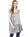 Allegra K Women Letters V Neck Sleeveless Oversize Tunic Top L Dark Grey