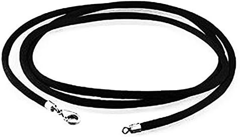 Jewelry Black Silk Cord 2mm Chain Necklace with Sterling Silver Lobster Clasp Necklace 14/16/18/20/22/24/26/28/30/32 Inch