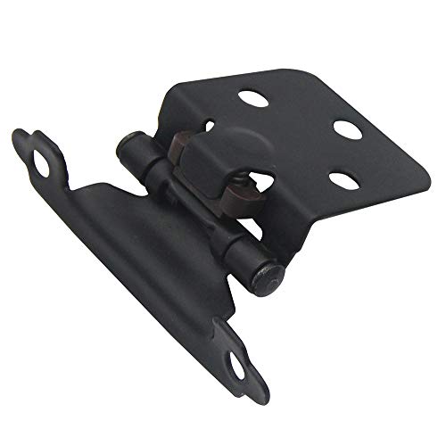Hardware 1/2 Inch Face Mount Self Closing Variable Overlay Black Kitchen Door Cabinet Hinges, 50 Pack(25 Pairs)