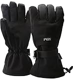 FGN Ski Gloves for Men Waterproof, Outdoor Sport Snowboard Winter Thinsulate Gloves with Zipper Pocket,Size L-One Size Fits All (Black)