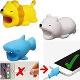 Embrium 3 Pcs Lightning Cable Bite Protectors (Lion, Shark, Polar Bear) Cute Animal Cord compatible with iPhone (5, 5S, SE, 6, 6S, 7, 8, X)