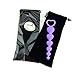 LoveI Anal Sex Toy Beads Butt Plug Heart Shaped Prostate Massager with Safe Pull Ring Handle Soft Carry Bag Unisex G Spot - Purple