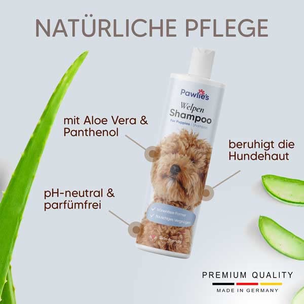 Pawlie's (NEU) Welpenshampoo Sensitiv - Tränenfreie Formel | Sicheres & natürliches Hundeshampoo für Welpen und empfindliche Hunde Aller Rassen | Parfümfreie, pH-neutrale (pH 7) Haut- & Fellpflege 3