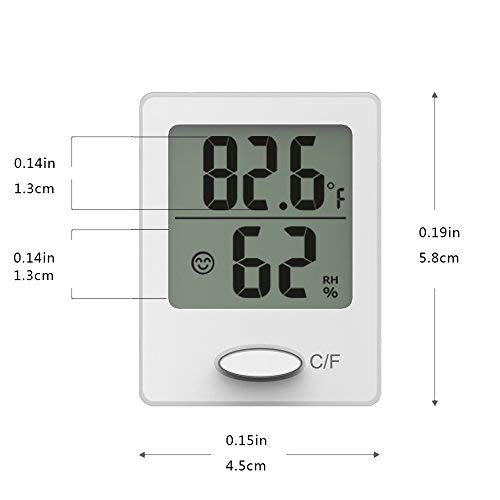 BALDR Mini Digital Portable Versatile Thermometer Hygrometer monitor temperature gauge Humidity with Standing wall Hanging magnet babyroom greenhouse,White