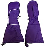 N'Ice Caps Kids Thinsulate Easy On Velcro Wrap Mittens with Elbow Length Cuff (6-8yrs, Dark Purple)