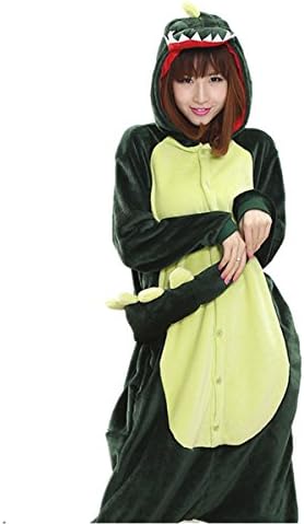 Japsom Unisex Plush Dinosaur Adult Fancy Dress Costume Pajamas Green XL