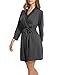 HOTOUCH Womens Robes Knee Length Lightweight Robe 3/4 Sleeves Cotton Bathrobe for Sleepwear Gray M