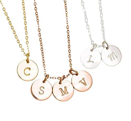 1 2 3 4 Circle Initial Pendant Necklace 
