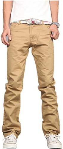 GRSHOW Men's Relaxed Classic Straight Fit Flat Front Pant(Khaki,33 size)