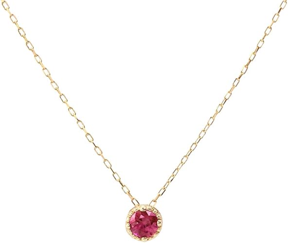 Amazon Barzaz バルザス ルビー ネックレス 18金 イエローゴールド K18 レディース 一粒 18k 7月 誕生石 宝石 ネックレス 通販