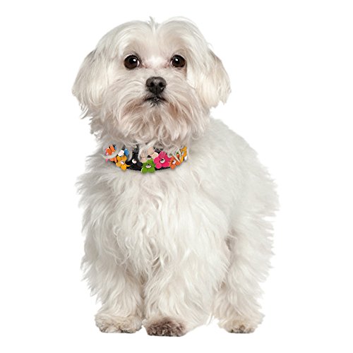 Beirui Cute PU Leather Dog Collar with Adorable Flowers Neck for 10-13",Pink - Thumbnail 7