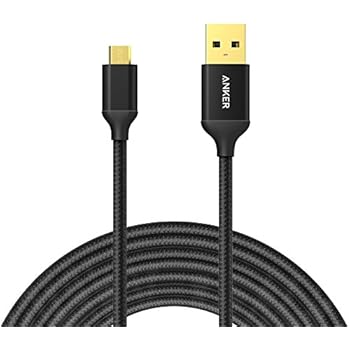 Anker 10ft / 3m Nylon Braided Tangle-Free Micro USB Cable with Gold-Plated Connectors for Android, Samsung, LG, HTC, Nexus, Sony and More (Black)