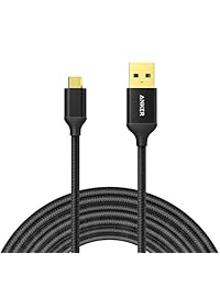 Anker 10 ft 3 M Nylon Trenzado Cable Micro USB sin enredos con conectores chapados en oro para Android, Samsung, LG, HTC, Nexus, Sony y más, Negro