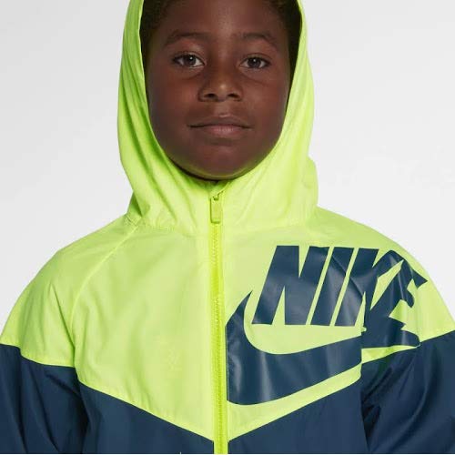 Nike Boy's Sportswear Graphic Windrunner Jacket (Black/White, Medium