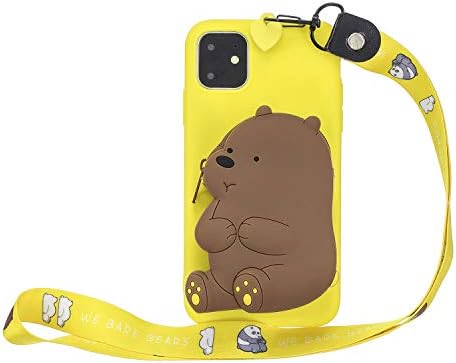 Everainy Compatible for iPhone 11 Pro MAX (6.5") Case Silicone Ultra Slim 3D Pattern Cover with lanyard for iPhone 11 Pro MAX (6.5") Rubber Bumper Thin Shockproof Protective (Bear 1)