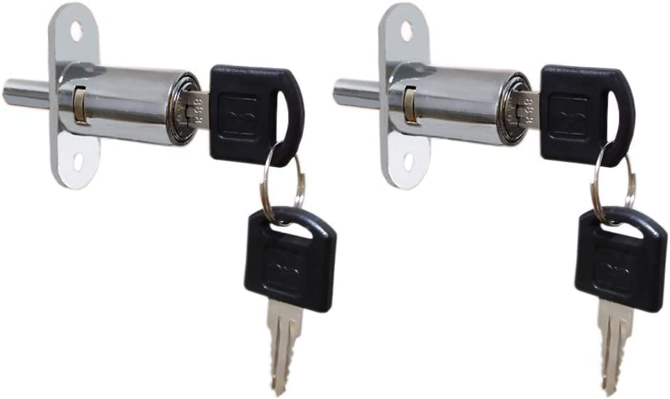 VictorsHome Push Plunger Lock 19x32mm Cylinder Head Chrome Plated Zinc Alloy Keyed Alike 2pcs