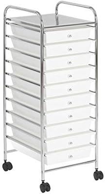 Amazon Com Urban Shop 10 Drawer Rolling Storage Cart White