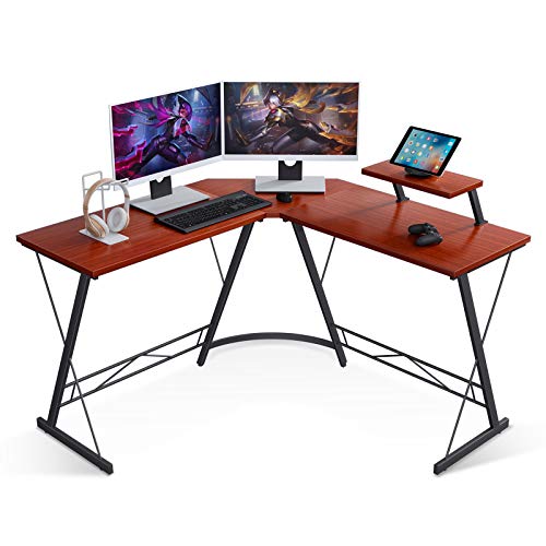 Coleshome L Shaped Desk, 51" Home Office Desk with Shelf, Gaming