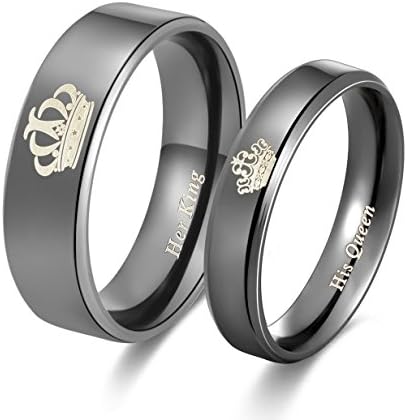 Amazing Her King His Queen Titanium Stainless Steel Wedding Band Set Anniversary Engagement Promise Ring