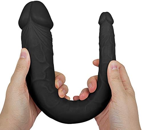 Msder 14 inch Double Sided Big Toy Real Feel Soft Flexible Double Head Massage (Color : Black)