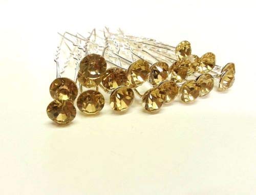 CraftbuddyUS 20 Champagne/Blush Pink 8mm Glass Crystal Rhinestone Diamante Wedding Bridal Prom Hair Pin